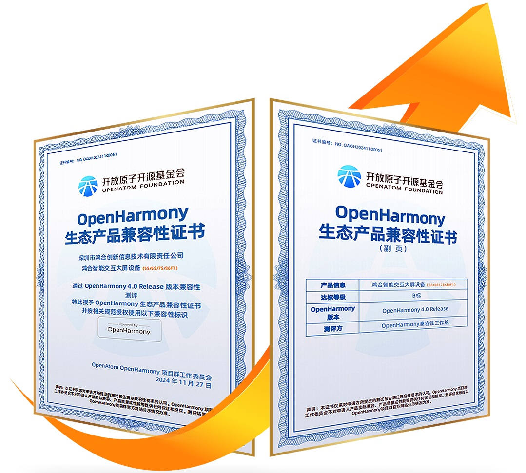 鸿合科技获开源鸿蒙首个交互式教育大屏认证